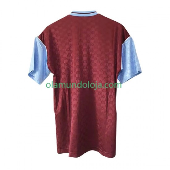 Camisola West Ham United Retro Homem Equipamento Primeiro 1989-1990 Manga Curta